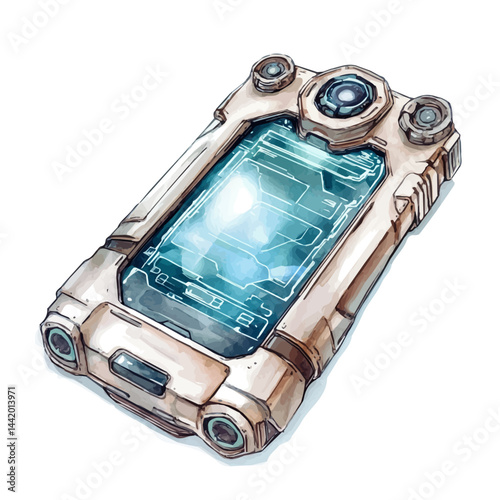 high-tech gadget, watercolor drawing, isolated on a white background. high-tech gadget vector.