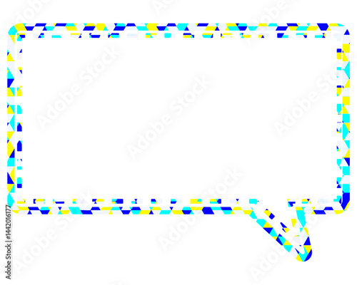 ステンドグラス風吹き出し　三角形模様　四角形