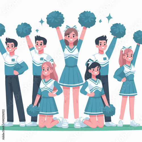 team, cheerleading, sport, game, dance, girl, female, cheerful, dancer, fitness, silhouette, symbol, pompom, jump, training, pompoms, loudspeaker, loud, speaker, leader, sporting, amplifier, formation