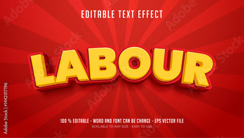 labour editable text effect labor 3d style premium vector	