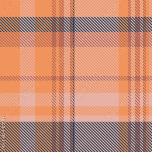 Book fabric vector texture, deep seamless plaid check. Season pattern textile background tartan in light and orange colors.