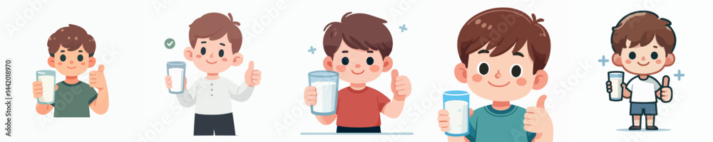 vector collection of a child drinking a glass of milk and giving a thumbs up vector collection of a child drinking a glass of milk and giving a thumbs up