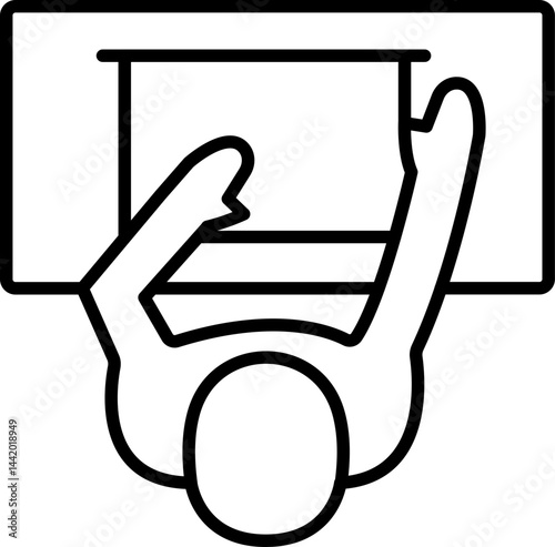 Work Table Icon with Monitor and Person