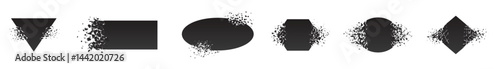 Shape shattered and explodes flat style design vector illustration set isolated on white background.