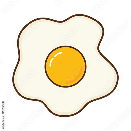 Fried egg vector icon, Sunny side up breakfast food illustration, Downloadable graphic for menus and recipes