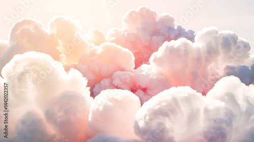 Dreamy pastel cloudscape ethereal beauty sunlight heaven above photo