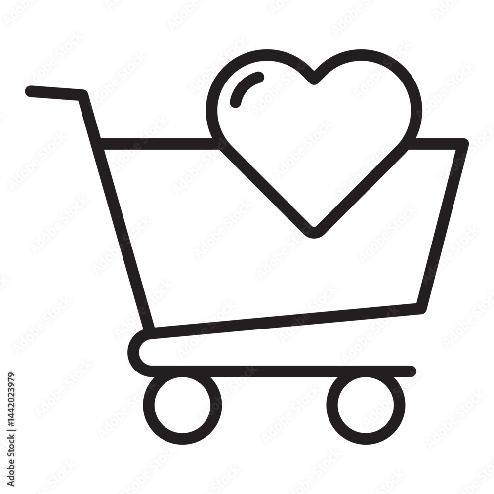 Shopping cart with heart icon Shopping cart with heart icon
