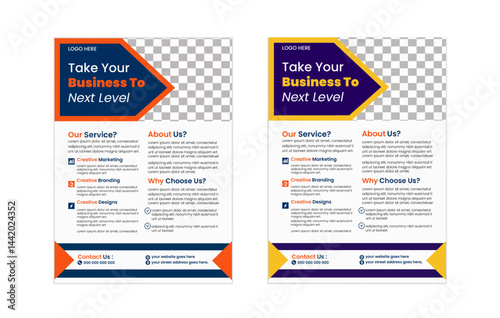 a bundle of 2 template of different colors a4 flyer template, Creative Corporate & Business Flyer Brochure Template Design, vector template design modern corporate business flyer design.