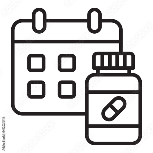 Medication schedule and daily pill reminder icon	
