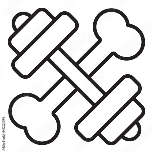 Dumbbell and bone strength fitness icon	
