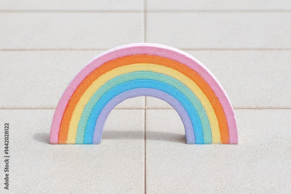 Chalk Rainbow on Sidewalk Painted With Bright Colors to Bring Joy and Creativity to the Neighborhood