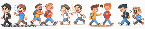 vector collection of a little boy persuading his angry friend