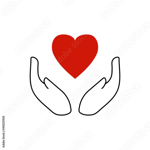 Charity logo hands supportin Hands Holding a Red Heart Symbol 