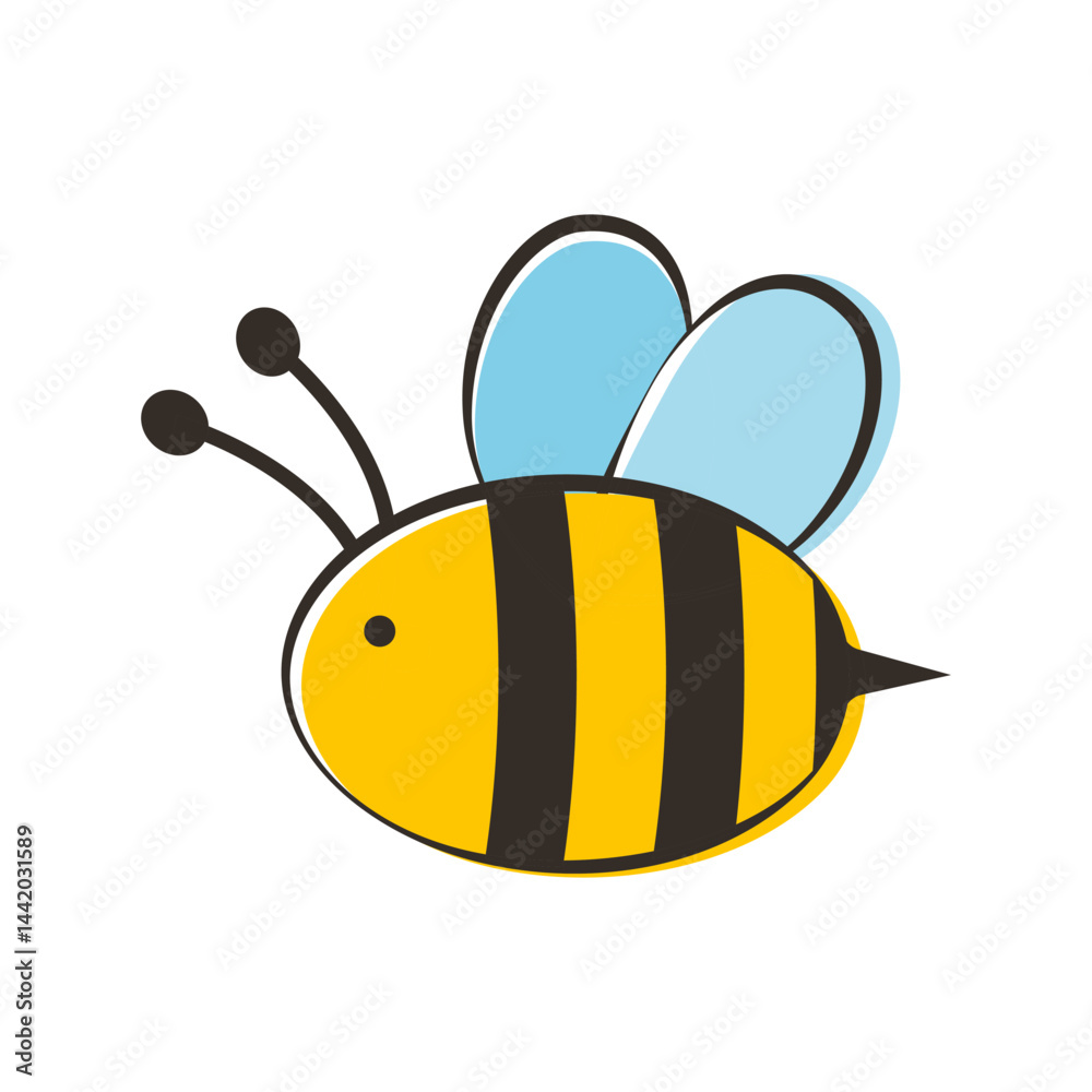 Cute bee flying cartoon vector icon illustration. animal nature icon concept isolated.