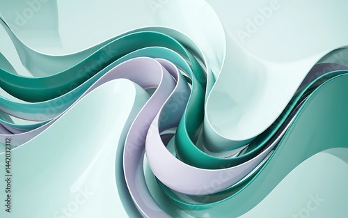 Elegant Abstract Wave Design in Aqua and Lavender Tones .