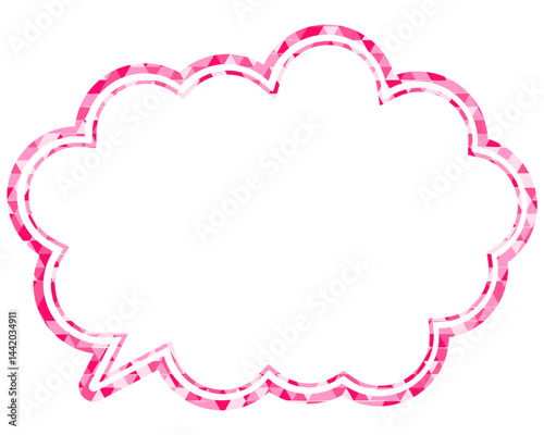 ステンドグラス風吹き出し　三角形模様　丸みのある雲形