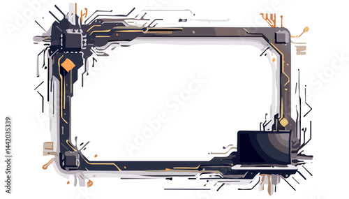 Modern vector frame, digital technology design, abstract circuit background, for graphic template .  with transparent background