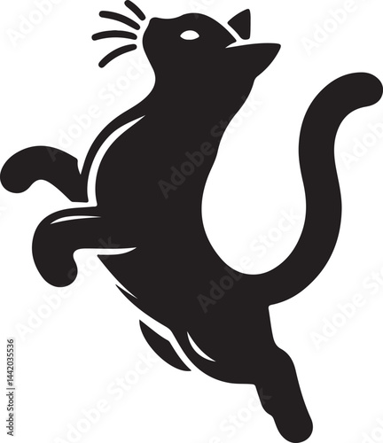 Playful Cat Jumping in Mid-Air – Dynamic Feline Action Pose