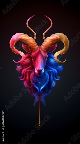 Minimalistic aries zodiac sign logo featuring vibrant colors and unique design elements exemplifying the zodiac's characteristics and symbolism