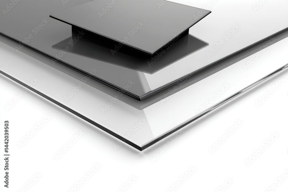 Floating Mortarboards Symbolize Graduation Success in a Sleek and Modern Design Floating Mortarboards Symbolize Graduation Success in a Sleek and Modern Design