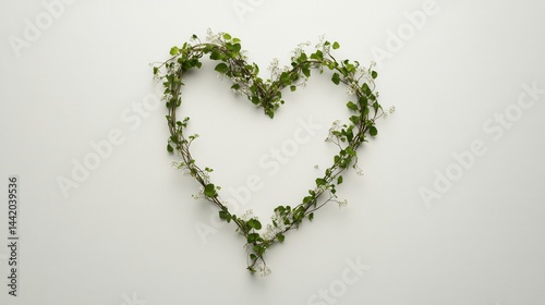 Heart-shaped floral arrangement, white background.