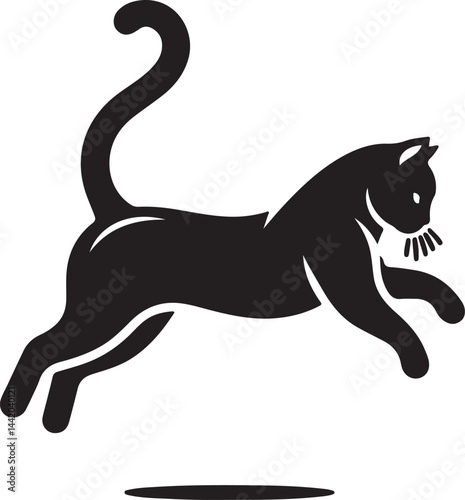 Playful Cat Jumping in Mid-Air – Dynamic Feline Action Pose