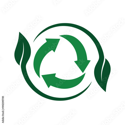 recycle icon. sustainability symbol with plants. reuse, eco, used goods, green energy web icon. solid design style