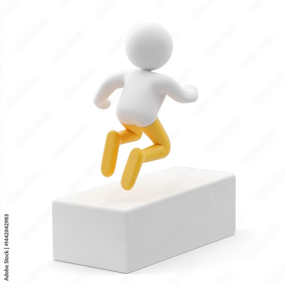 3D model of a figure jumping from a platform. 3D model of a figure jumping from a platform.