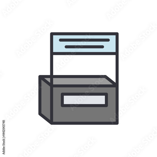 Exhibition booth colored icons, minimalist vector illustration ,simple transparent graphic element .Isolated on white background