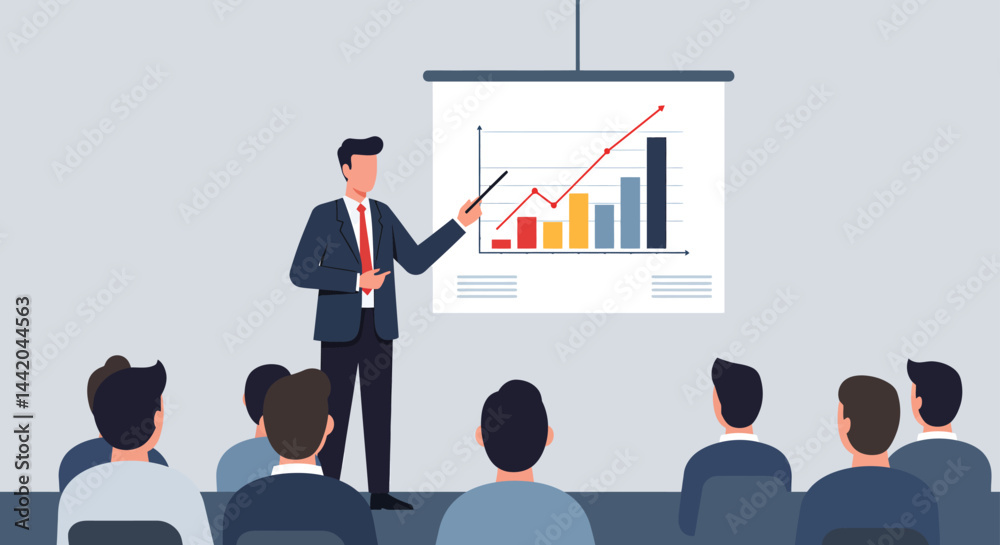 Obraz premium Business presentation with increasing growth chart