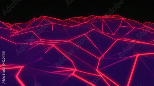 Digital Pulse: Glowing Low Poly Network in Motion