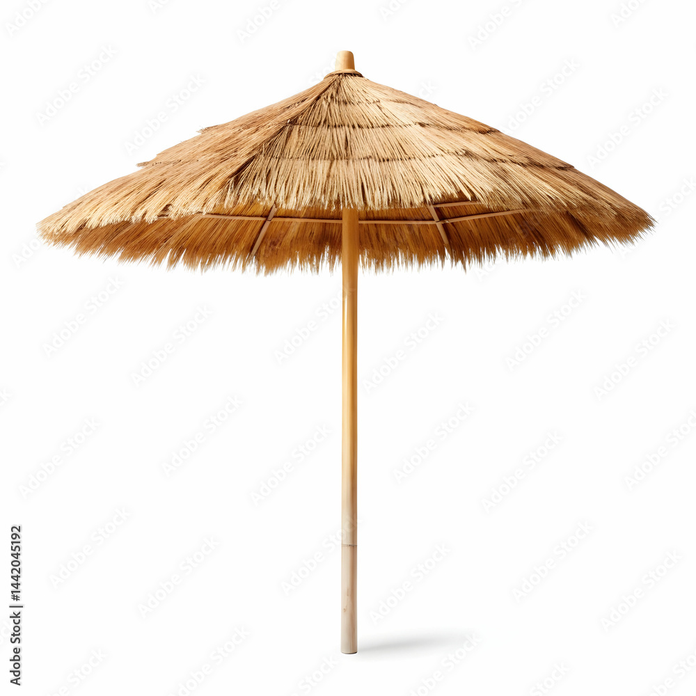 Straw Beach Umbrella Isolated on a White Background Straw Beach Umbrella Isolated on a White Background