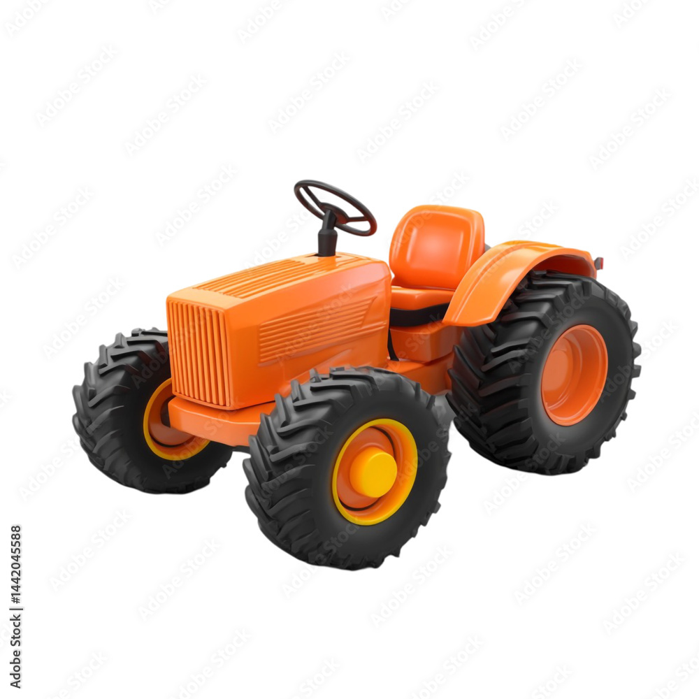 Obraz premium Orange tractor with large tires shown against a colorful background