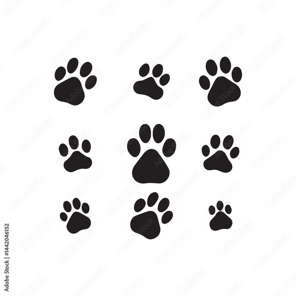 Fototapeta premium paw prints in black