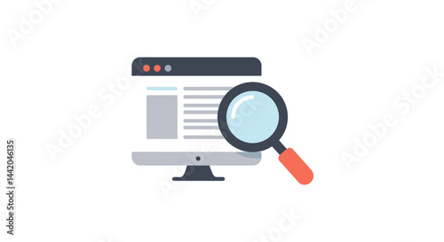Digital scan website viewed under magnifying glass