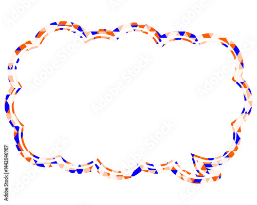 ステンドグラス風吹き出し　三角形模様　丸みのある雲形