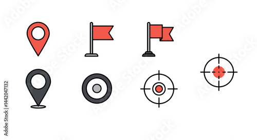Navigation icons depicting location and target