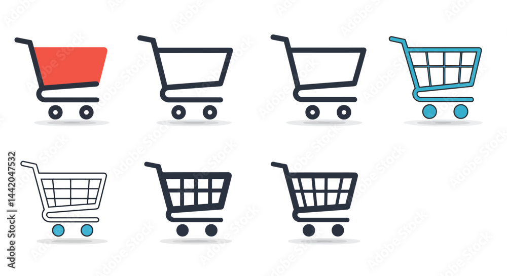 Shopping cart icons in various designs Shopping cart icons in various designs