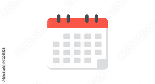 Simplified calendar illustration with red header