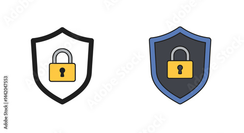 Shields guarding data Lock icons protect information