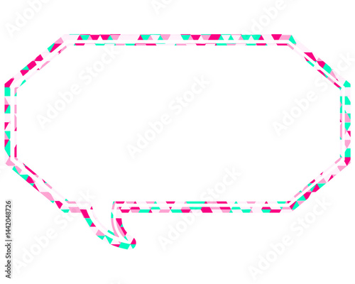 ステンドグラス風吹き出し　三角形模様　細長い八角形