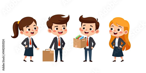 Happy Kids Business Team Illustration -  Child-centric designs