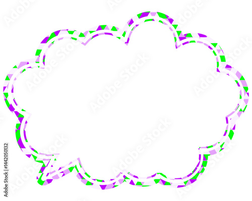 ステンドグラス風吹き出し　三角形模様　丸みのある雲形