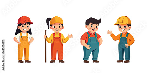 Happy Kids in Work Outfits Cartoon Illustration - Diversity and Inc.