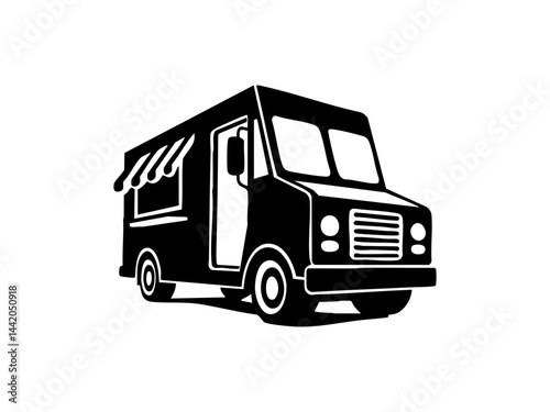 Stylish food truck design with bold lines, perfect for urban eating scenes