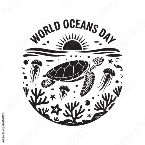 World Oceans Day Sea Turtle and Ocean Life