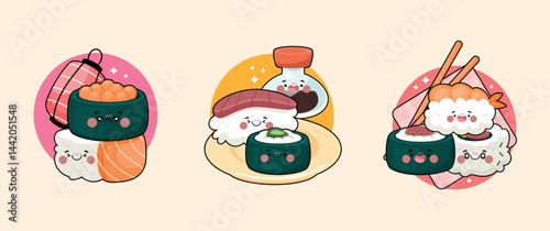 Flat Sushi kawaii mini compositions