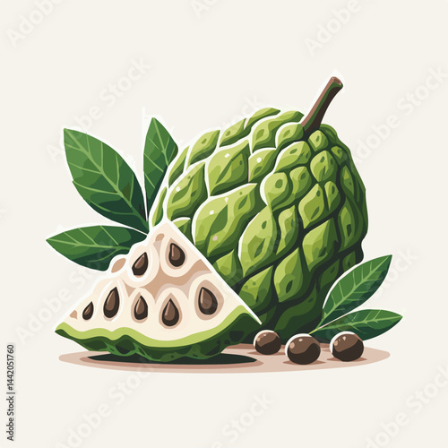 cherimoya, green, fruit, fresh, food, ripe, exotic, sweet, tropical, organic, custard, background, healthy, raw, annona, white, custard apple, delicious, tasty, isolated, dessert, seed, half, chirimoy