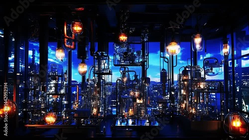 Industrial Night Lights Cityscape View