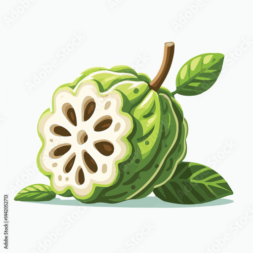 cherimoya, green, fruit, fresh, food, ripe, exotic, sweet, tropical, organic, custard, background, healthy, raw, annona, white, custard apple, delicious, tasty, isolated, dessert, seed, half, chirimoy